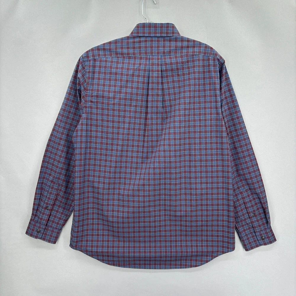 Ralph Lauren Shirt Mens Large Blue Red Plaid Button Up Tartan Cotton‎ Stretch